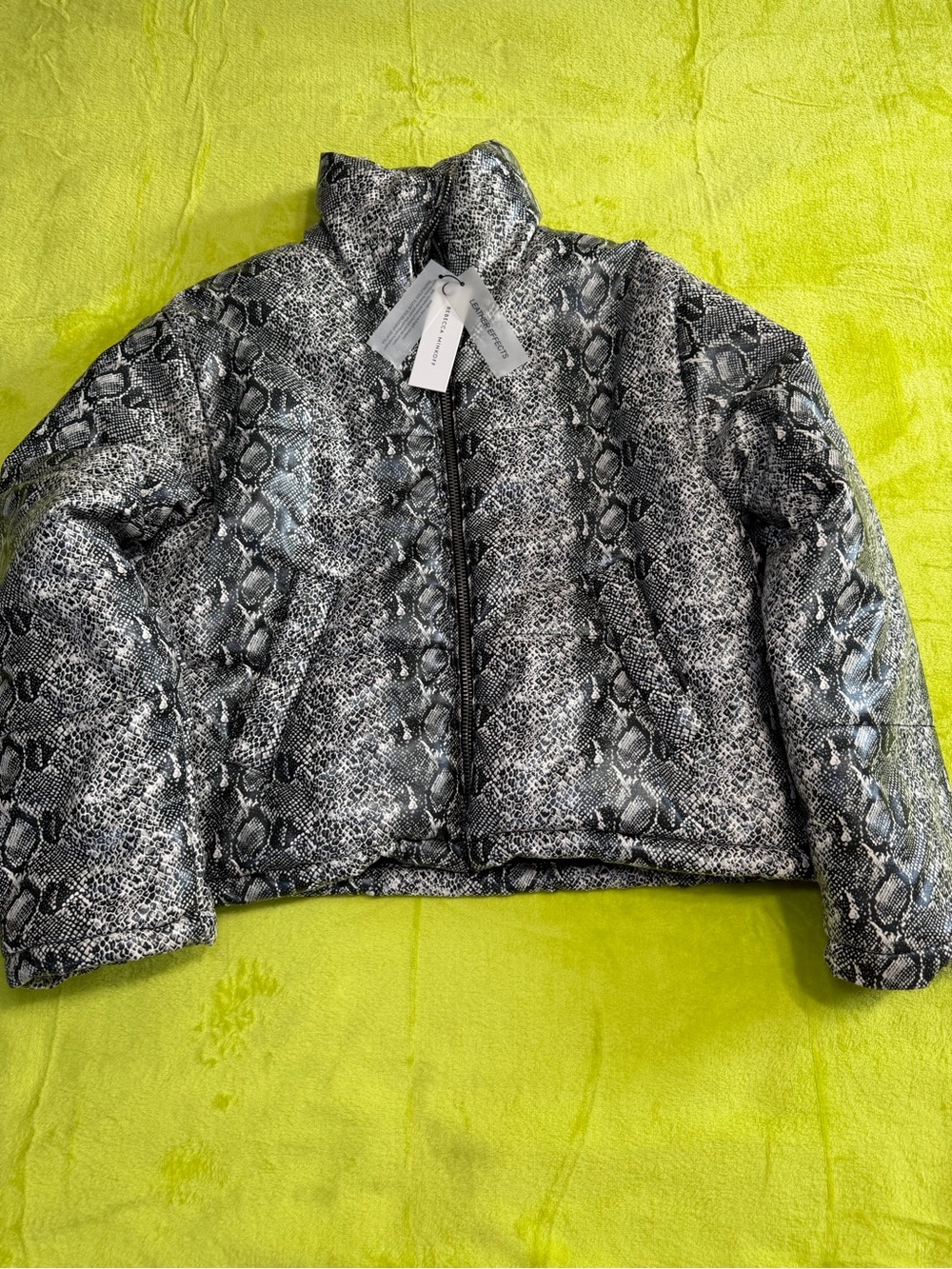 Rebecca Minkoff Women’s Snake-Print Puffer Jacket - Black & White M
